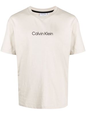 Calvin Klein logo-print cotton T-shirt - Neutrals