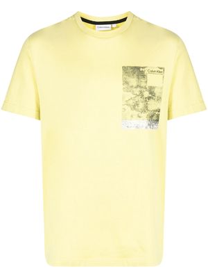 Calvin Klein logo-print cotton T-shirt - Yellow