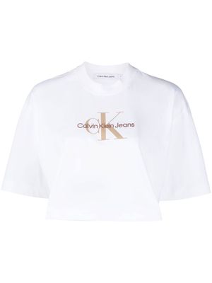 Calvin Klein logo-print cropped T-shirt - White