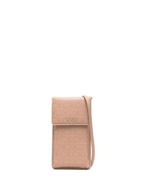 Calvin Klein logo-print crossbody satchel bag - Neutrals