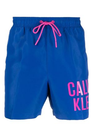 Calvin Klein logo-print detail swim shorts - Blue