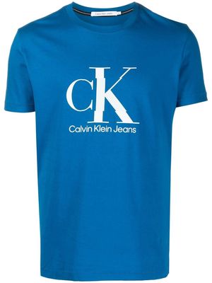 Calvin Klein logo-print detail T-shirt - Blue