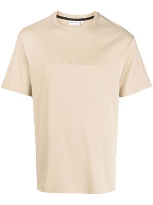 Calvin Klein logo-print detail T-shirt - Neutrals