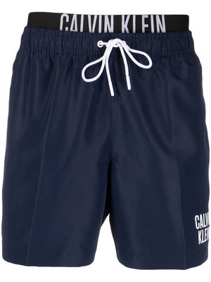Calvin Klein Logo-print double-waistband swim shorts - Blue