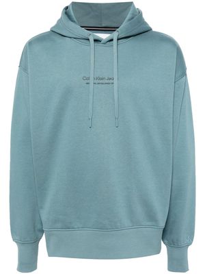 Calvin Klein logo-print drawstring hoodie - Blue