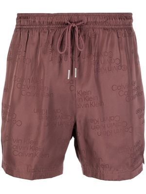 Calvin Klein logo-print drawstring shorts - Brown