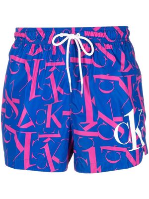 Calvin Klein logo-print drawstring swim-shorts - Blue