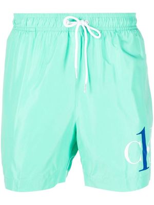 Calvin Klein logo-print drawstring swim-shorts - Green