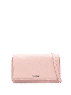 Calvin Klein logo-print faux-leather crossbody bag - Pink