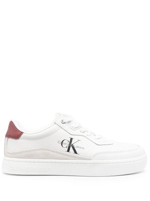 Calvin Klein logo-print leather sneakers - White