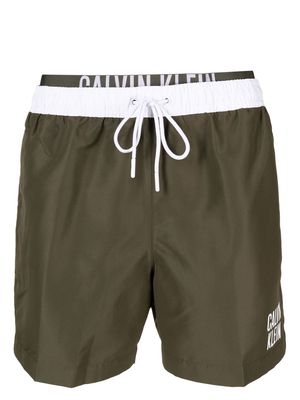 Calvin Klein logo-print strap swim shorts - Green