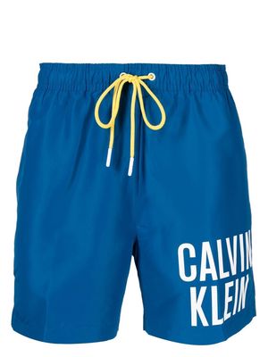 Calvin Klein logo-print swim shorts - Blue