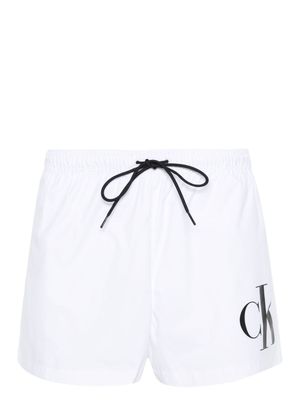 Calvin Klein logo-print swim shorts - White