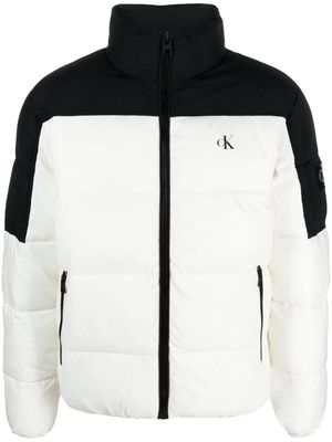 Calvin Klein logo-print two-tone padded jacket - White