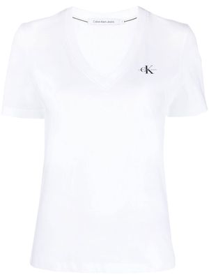 Calvin Klein logo-print V-neck T-shirt - Yellow