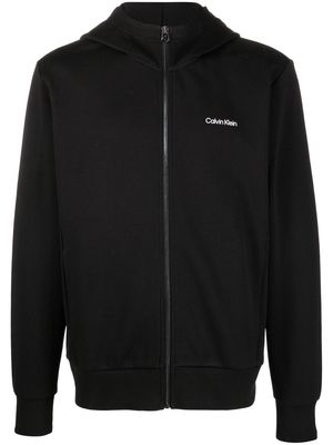 Calvin Klein logo-print zip-up hoodie - Black