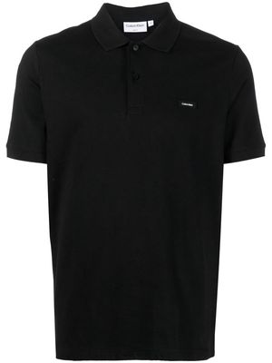 Calvin Klein logo short-sleeved polo shirt - Black