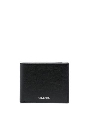 Calvin Klein logo stamp bi-fold leather wallet - Black