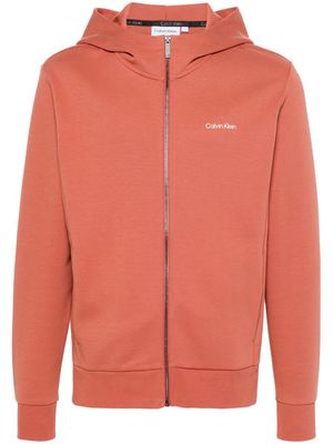 Calvin Klein logo-stamp zipped hoodie - Orange