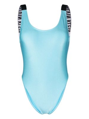 Calvin Klein logo-tape ribbed swimsuit - Blue