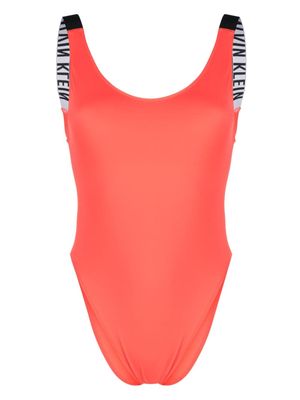 Calvin Klein logo-tape scoop-back swimsuit - Red