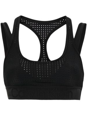 Calvin Klein logo-underband mesh sports bra - Black