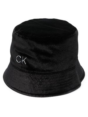 Calvin Klein logo velvet bucket hat - Black