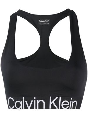 Calvin Klein logo-waistband-detail cropped top - Black