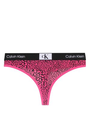 Calvin Klein logo-waistband jersey thong - Pink