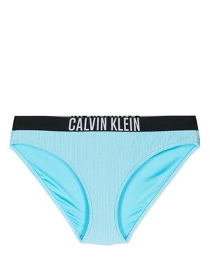 Calvin Klein logo-waistband ribbed bikini bottoms - Blue