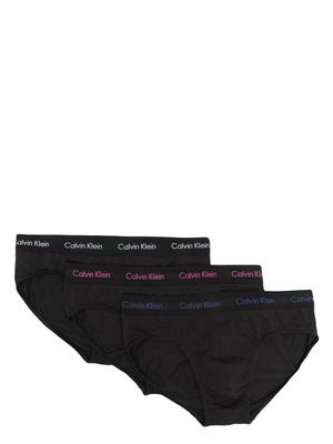 Calvin Klein logo-waistband set of three briefs - Black