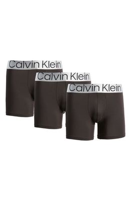 Calvin Klein Men's Reconsidered Steel 3-Pack Stretch Boxer Briefs in Black
