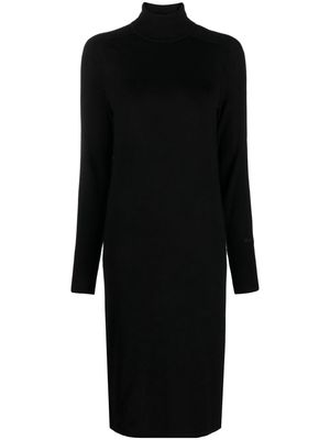 Calvin Klein mock-neck wool midi dress - Black