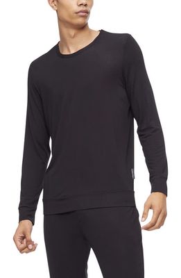 Calvin Klein Modal Blend Crewneck Pajama Sweatshirt in Ub1 Black