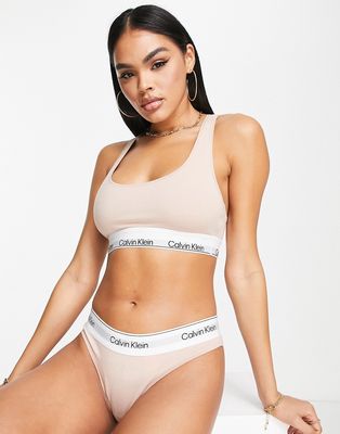 Calvin Klein Modern Cotton lightly lined bralet in light beige-Neutral
