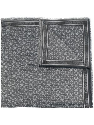 Calvin Klein monogram-jacquard scarf - Black