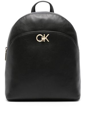 Calvin Klein monogram-plaque faux-leather backpack - Black