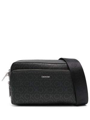 Calvin Klein monogram-print leather crossbody bag - Black