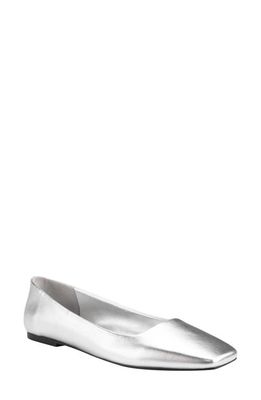 Calvin Klein Nyta Square Toe Flat in Silver