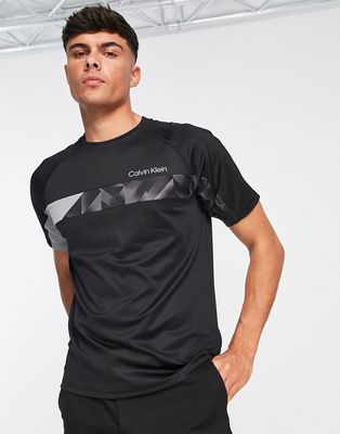 Calvin Klein Performance chest stripe T-shirt in black