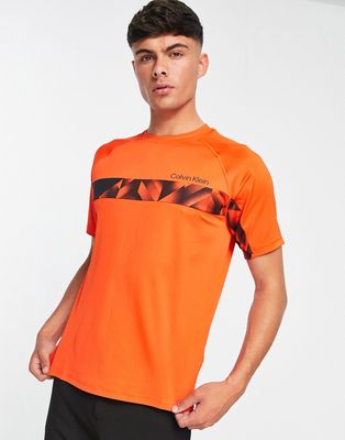 Calvin Klein Performance chest stripe T-shirt in orange