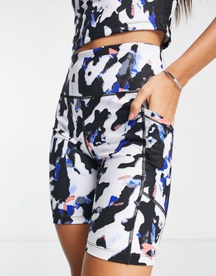 Calvin Klein Performance legging shorts in blue abstract print - part of a set