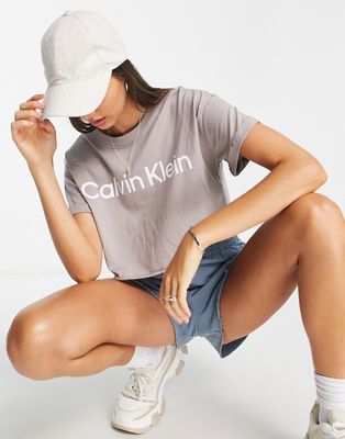 Calvin Klein Performance short sleeve crop t-shirt in light brown