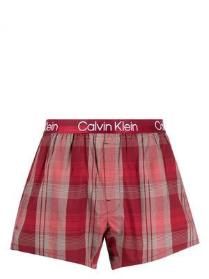 Calvin Klein plaid check logo-waistband boxers - Red
