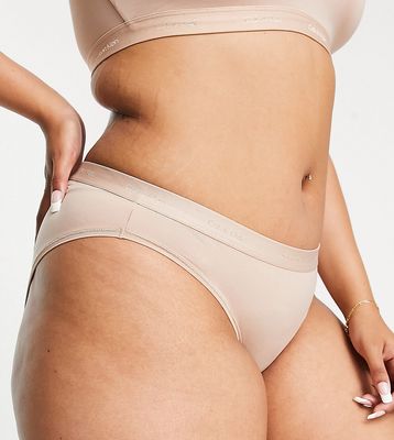 Calvin Klein Plus Size Form To Body bikini style brief with tonal logo in cedar-Neutral