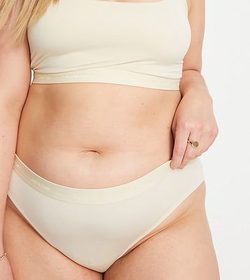 Calvin Klein Plus Size Form To Body bikini style briefs with tonal logo in stone-Neutral