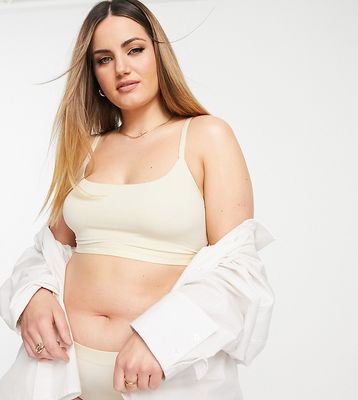 Calvin Klein Plus Size Form To Body unlined bralette with tonal logo in stone-Neutral