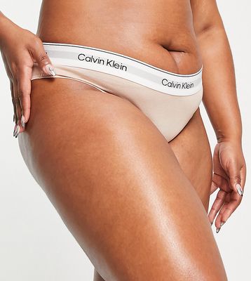 Calvin Klein Plus Size Modern Cotton bikini style briefs in beige-Neutral