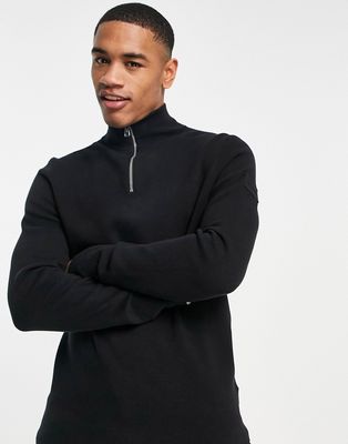 Calvin Klein Punto Milano knit half zip sweater in black