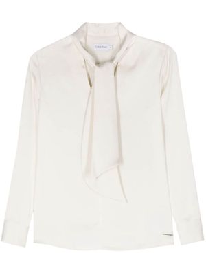 Calvin Klein pussy-bow collar satin blouse - Neutrals